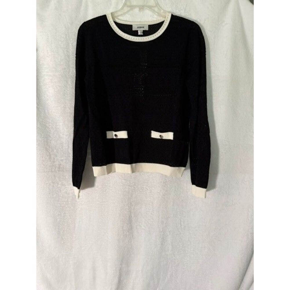Jason Wu Women’s Medium M Black Ivory Textured Knit Sweater NWT